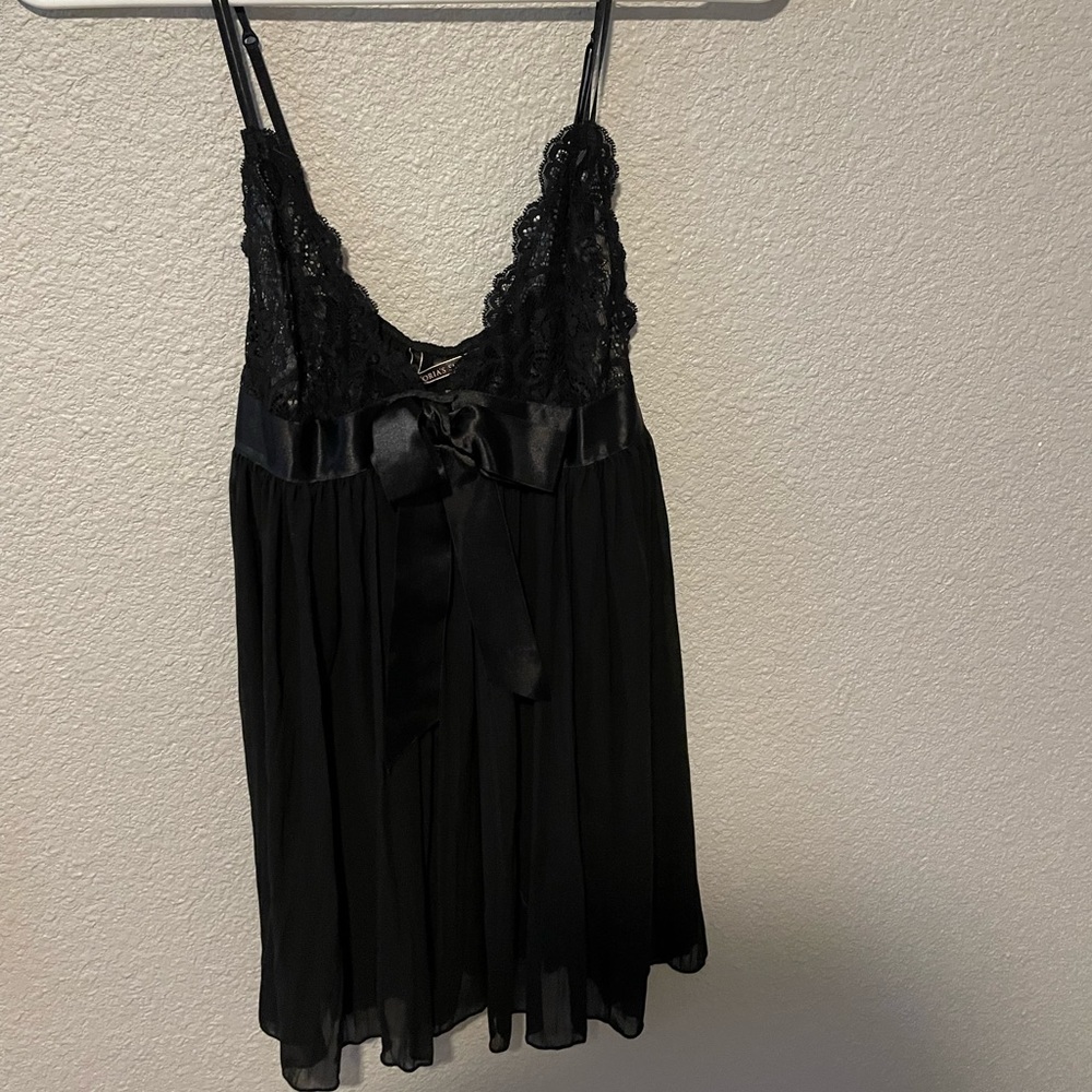 Black, silk and lace, with black silk bow